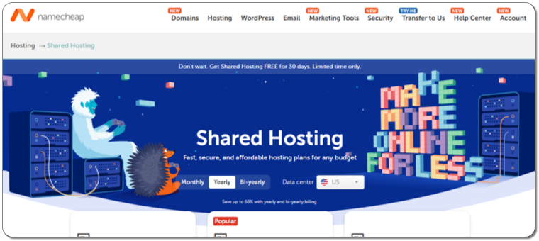 NameCheap hosting